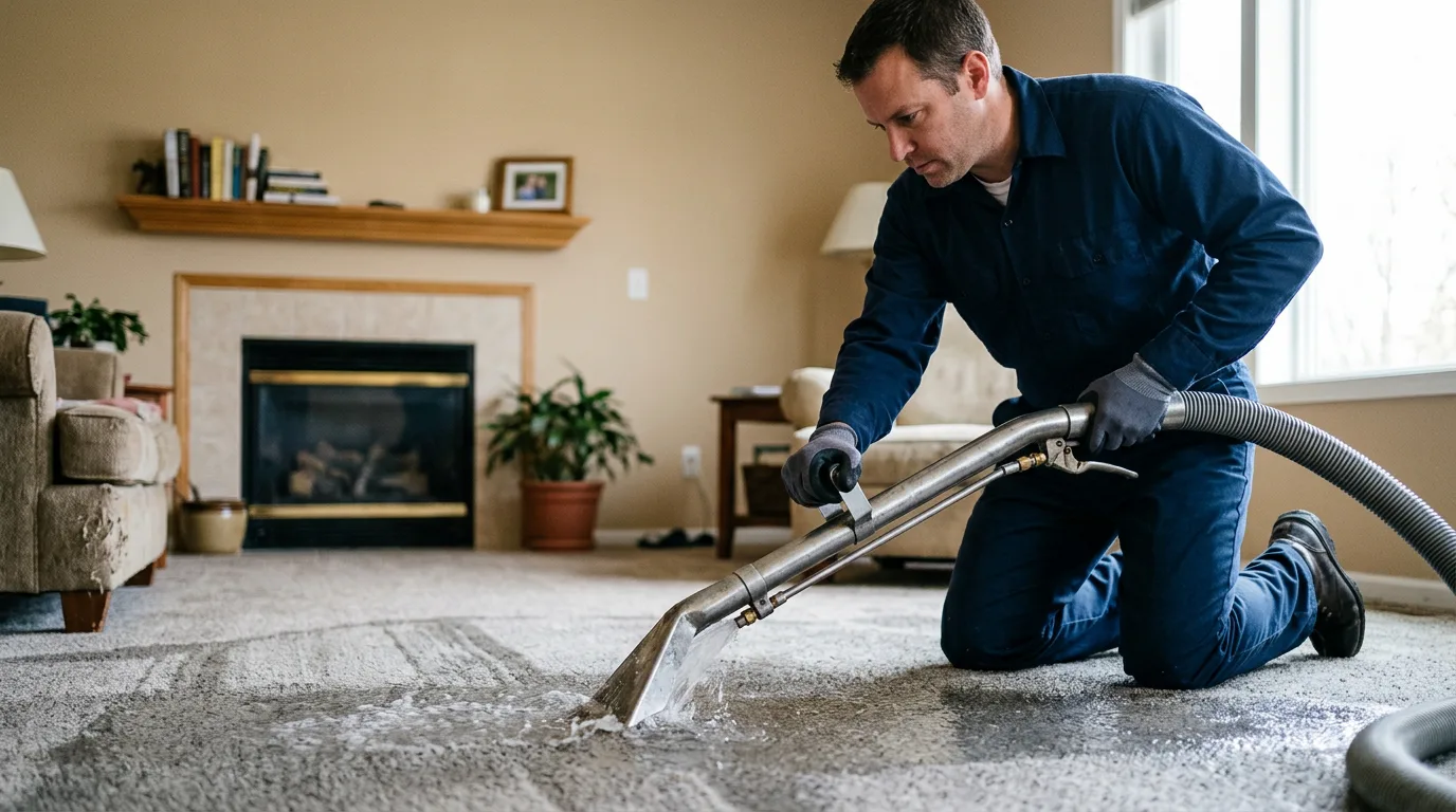 Water damage restoration technician working near Ghent, WV